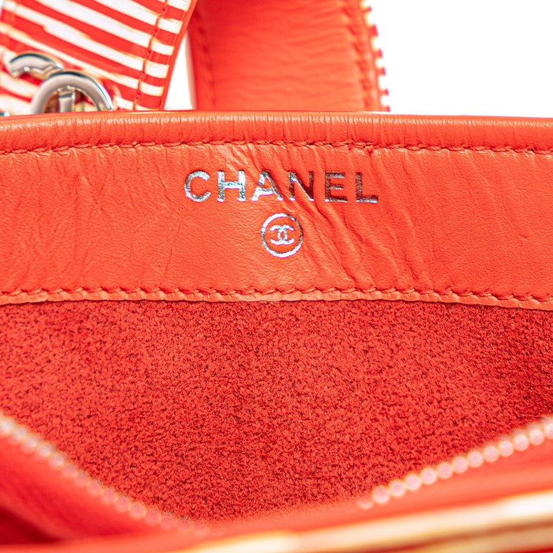 Chanel Patent Leather Mini Pouch Red White