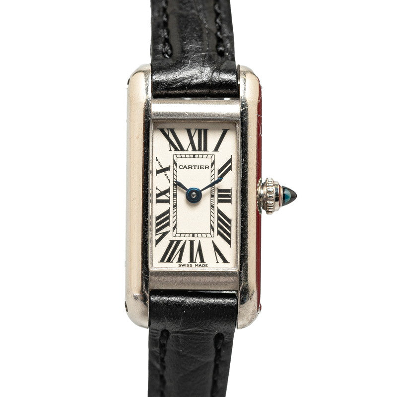 Cartier Tank Americaine Quartz Watch K18WG White Gold W1540856 in Very Good Condition