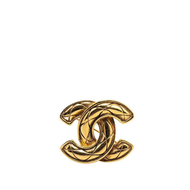 Chanel Coco Mark Matelasse Brooch Gold Plated