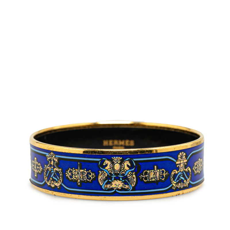 Hermes Enamel GM Bangle Gold Blue