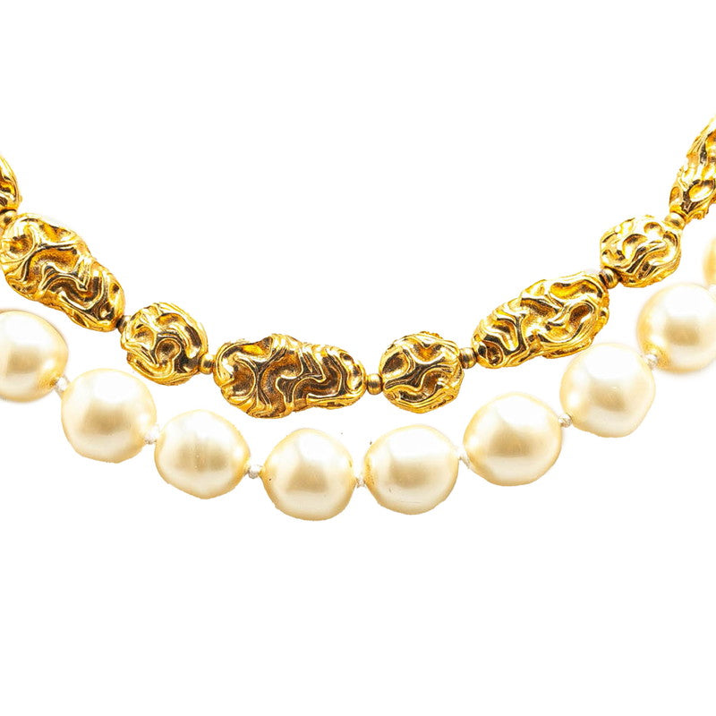 Chanel Vintage Pearl Necklace Gold Plated