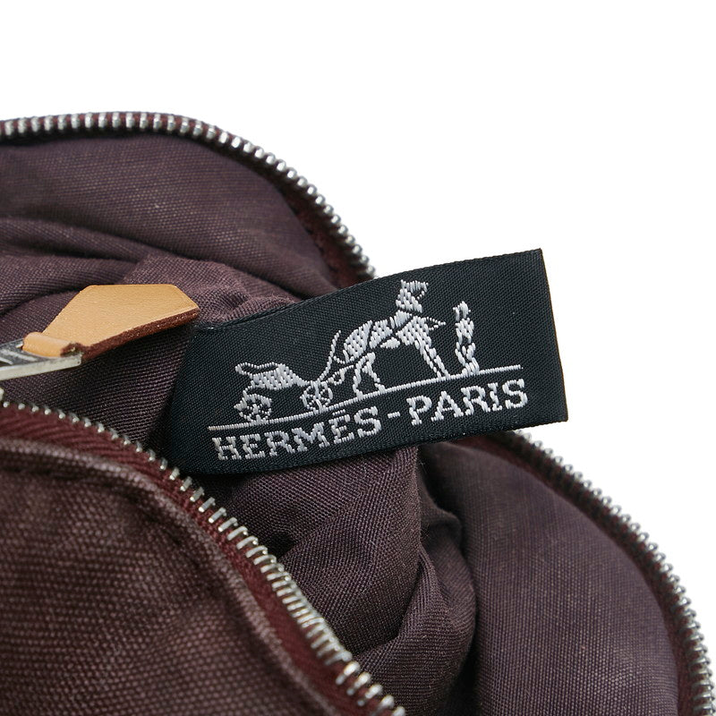 Hermes Bolide Pouch Cotton Leather Brown in Good Condition