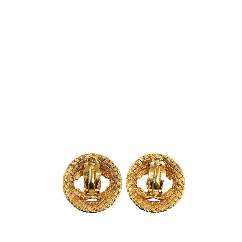 Chanel Coco Mark Round Motif Earrings Gold