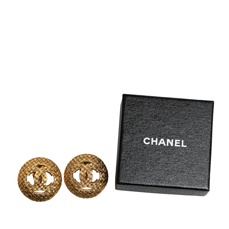 Chanel Coco Mark Round Motif Earrings Gold