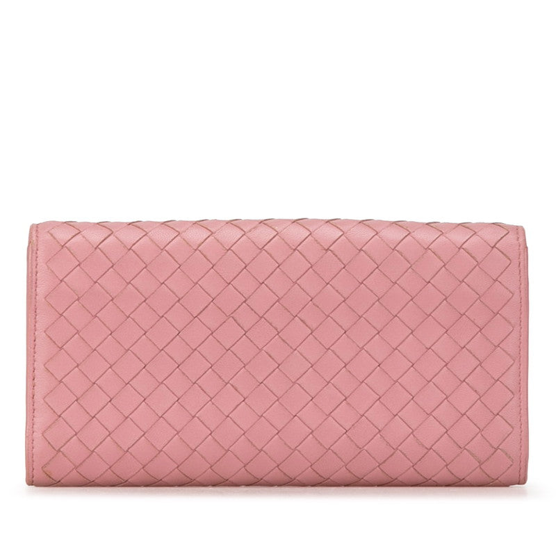 Bottega Veneta Intrecciato Leather Long Wallet Pink in Very Good Condition