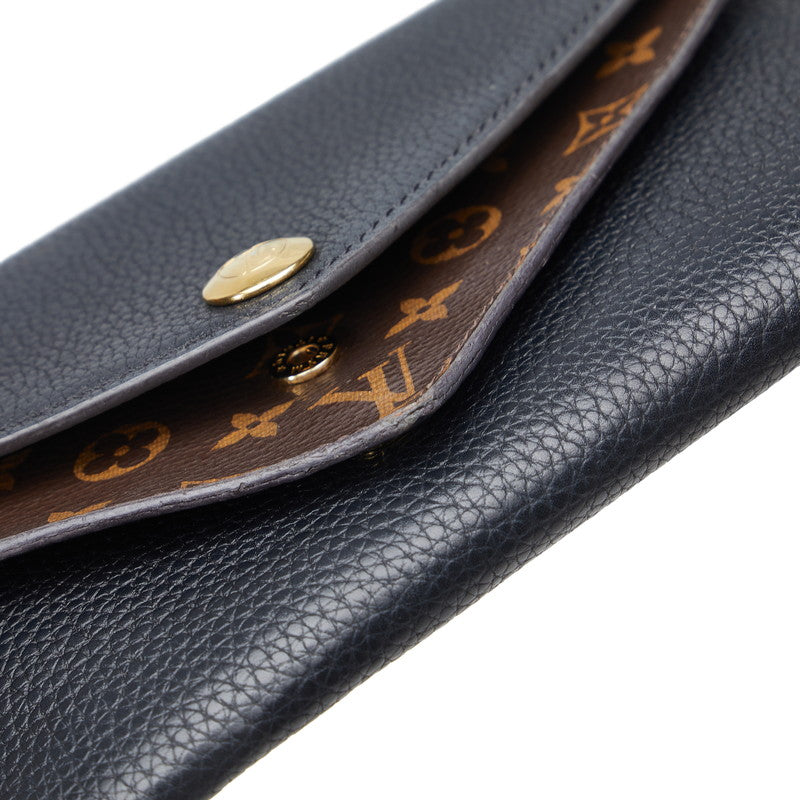 Louis Vuitton Monogram Double V Long Wallet M64319 Black Brown PVC Leather in Very Good Condition