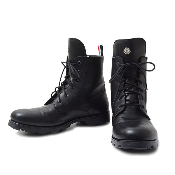 Moncler Men's Leather Lace-Up Work Boots Black