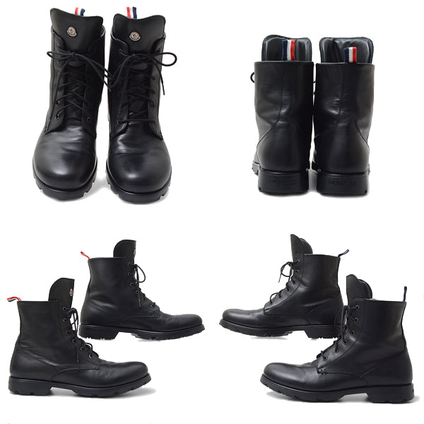 Moncler Men's Leather Lace-Up Work Boots Black