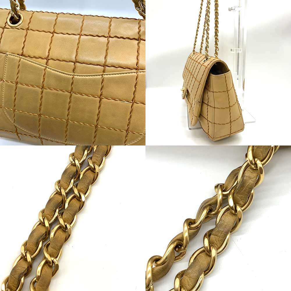 Chanel Lambskin Wild Stitch Chocolate Bar Chain Shoulder Bag