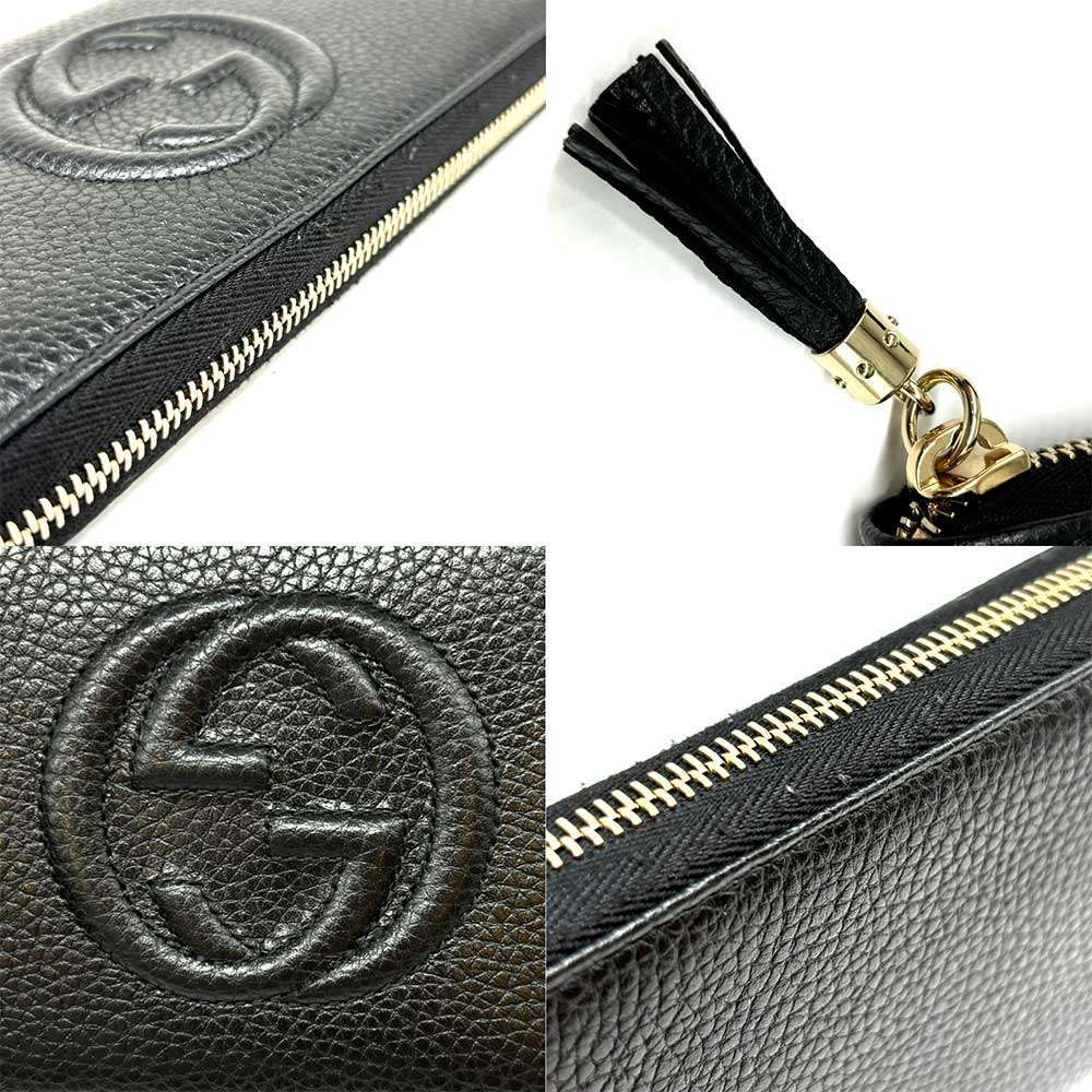 Gucci Leather Round Zipper Wallet Soho Black