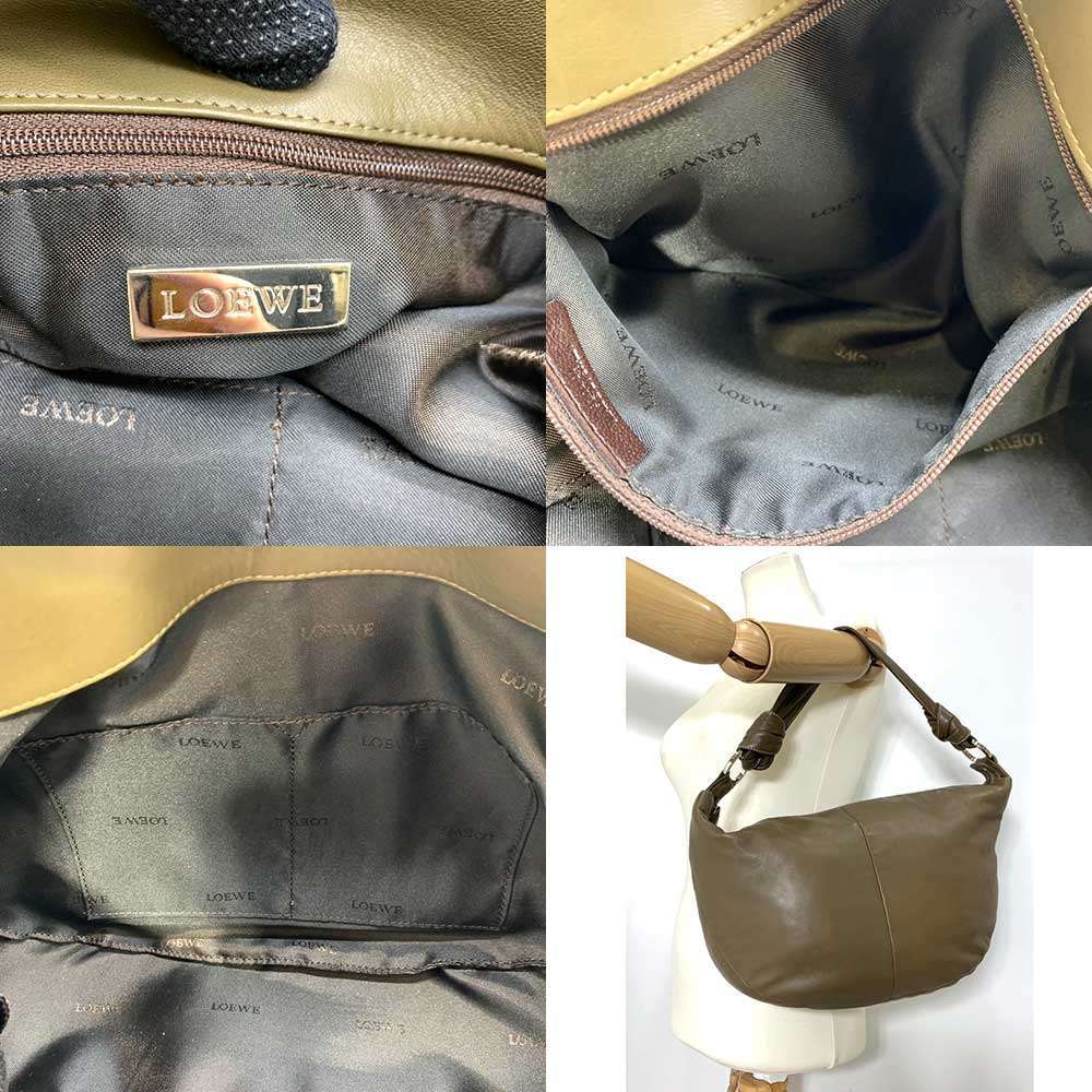 Loewe Nappa Leather Hobo Shoulder Bag Khaki