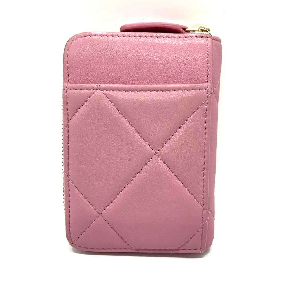 Chanel Lambskin Matelasse Coin Case Pink Wallet