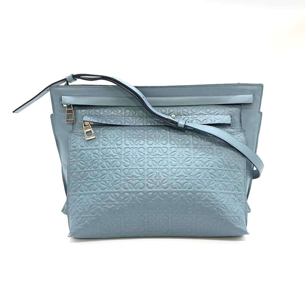 Loewe Leather Anagram Crossbody Bag Blue