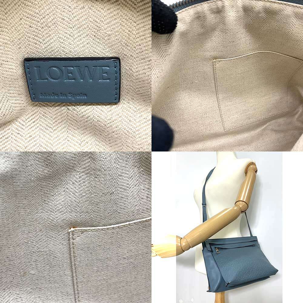 Loewe Leather Anagram Crossbody Bag Blue