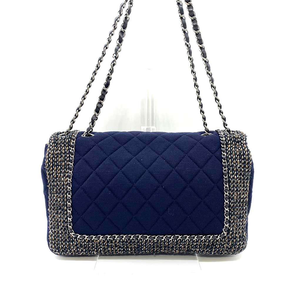 Chanel Matelasse Chain Shoulder Bag Cotton Jersey Tweed