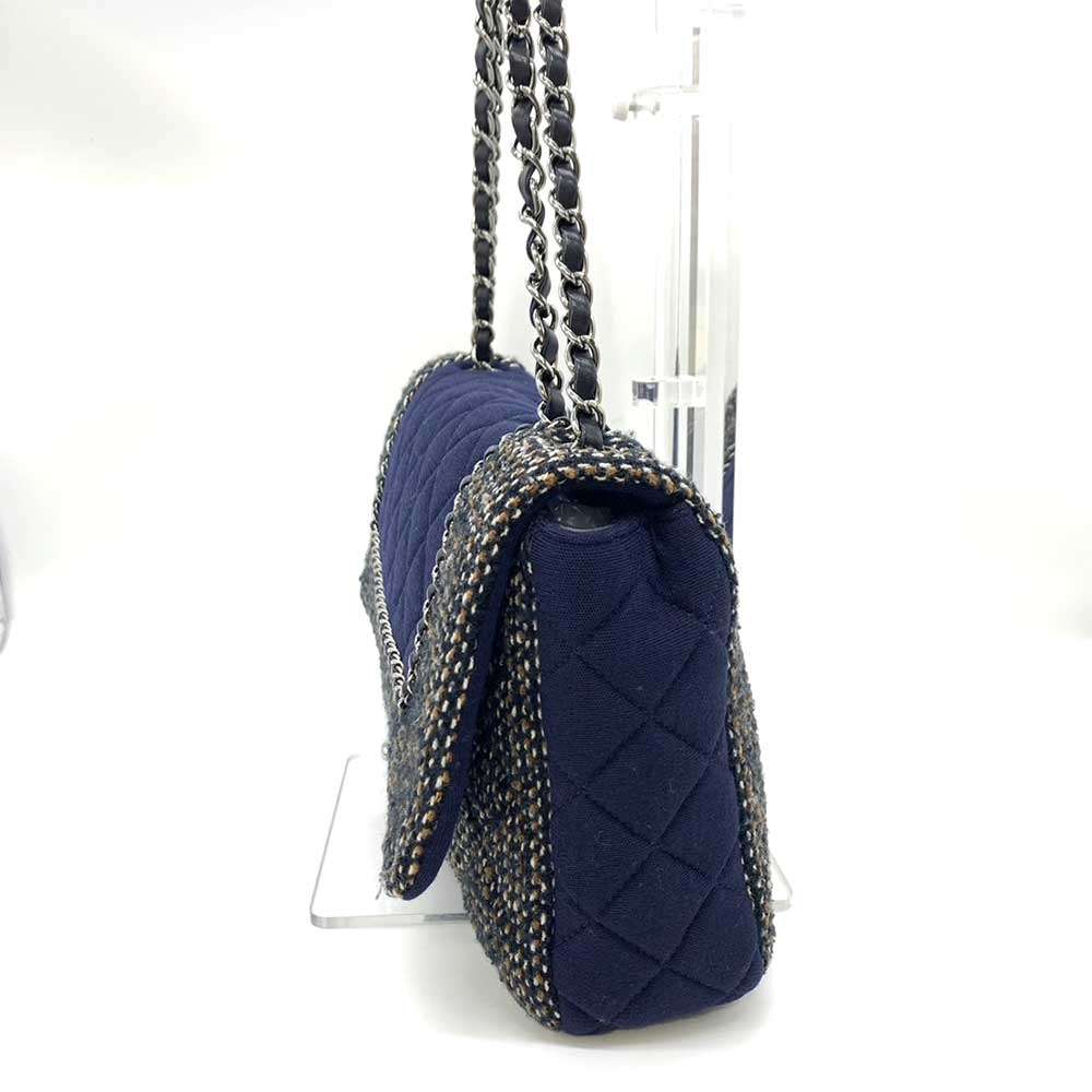 Chanel Matelasse Chain Shoulder Bag Cotton Jersey Tweed