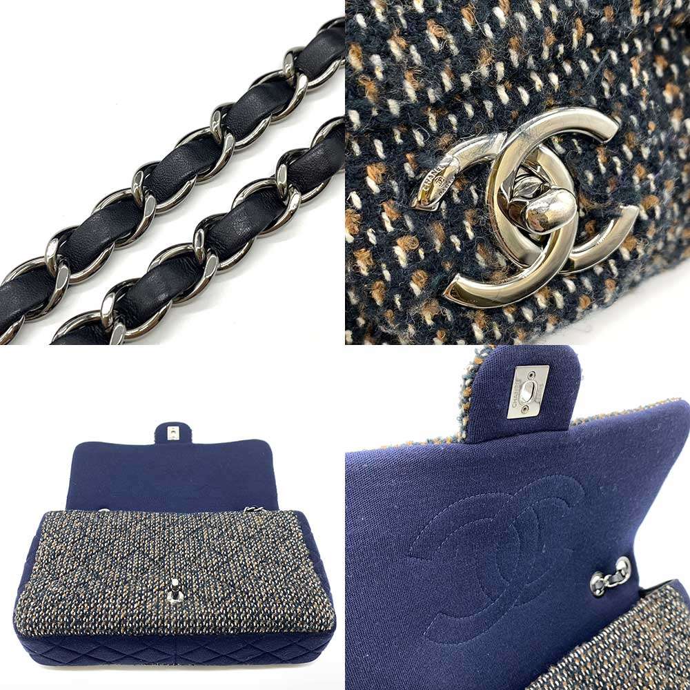 Chanel Matelasse Chain Shoulder Bag Cotton Jersey Tweed