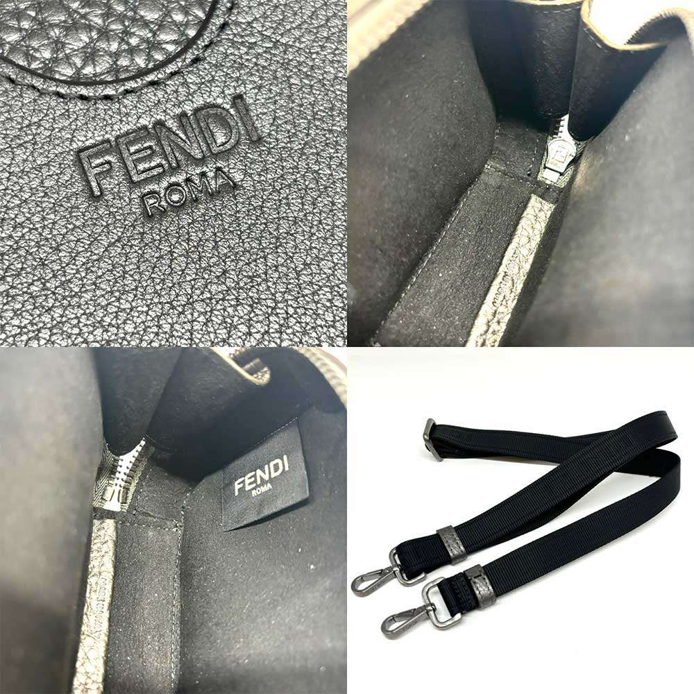 Fendi Leather Mini Crossbody Bag Metallic Gray in Pristine Condition