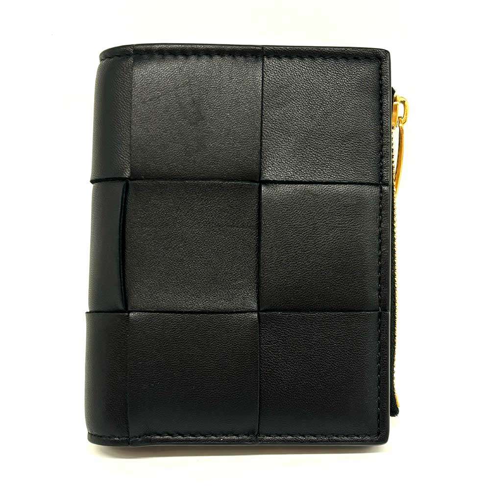 Bottega Veneta Compact Leather Wallet Black in Pristine Condition