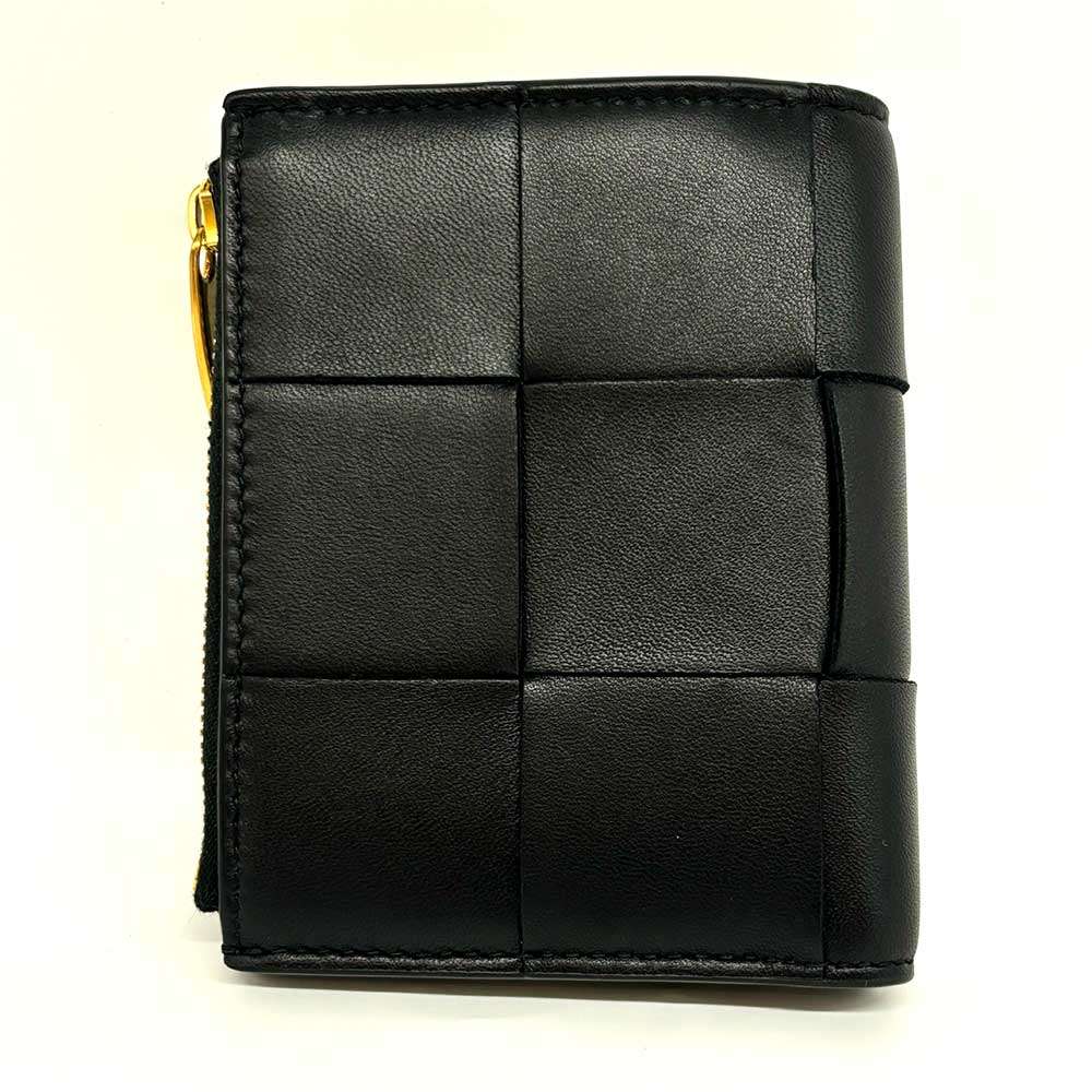 Bottega Veneta Compact Leather Wallet Black in Pristine Condition