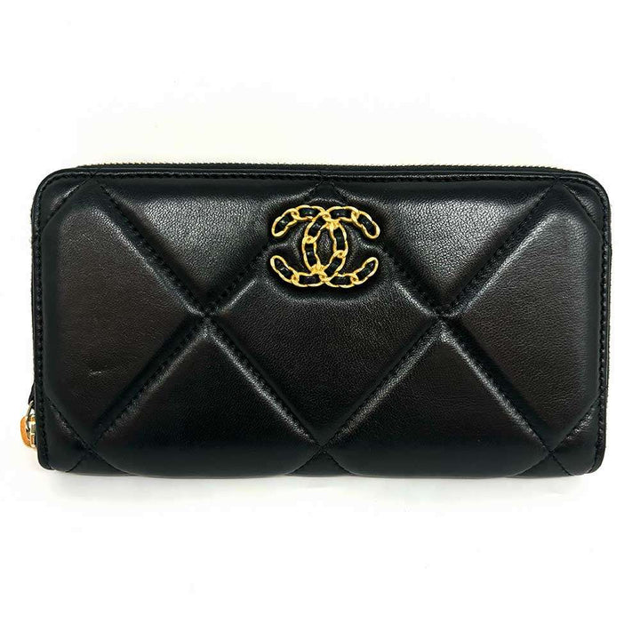 Chanel Matelasse Round Zipper Long Wallet Black