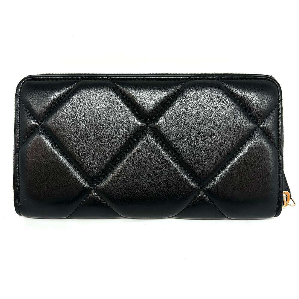 Chanel Matelasse Round Zipper Long Wallet Black