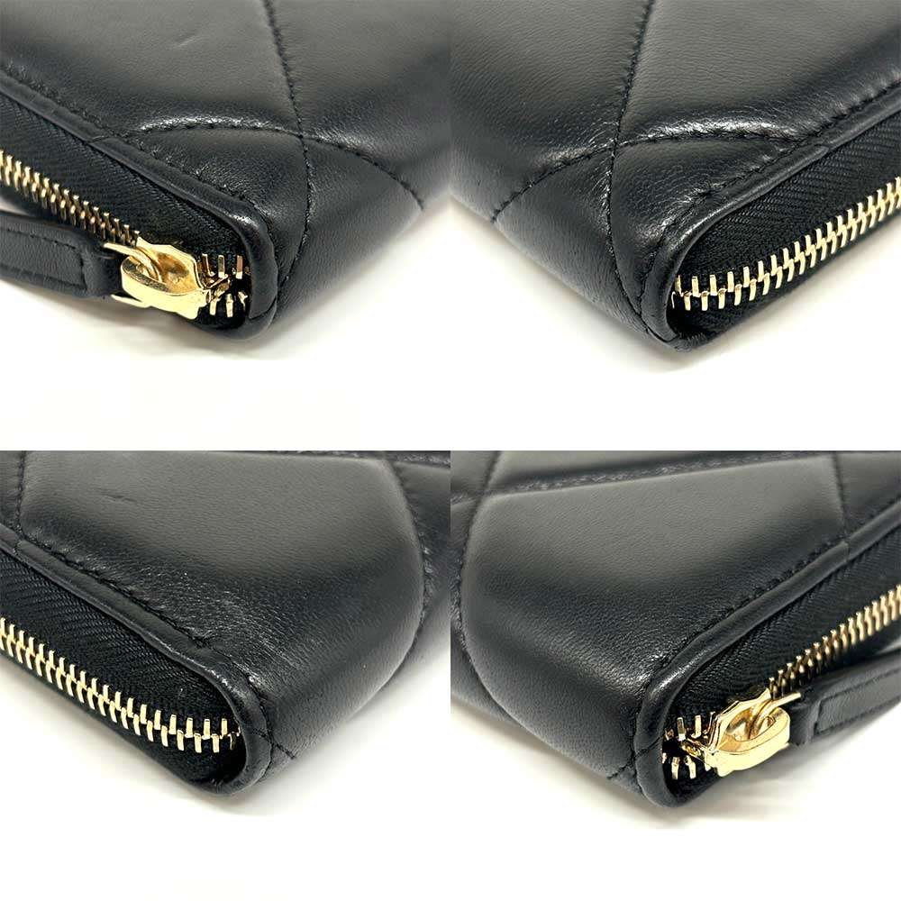 Chanel Matelasse Round Zipper Long Wallet Black