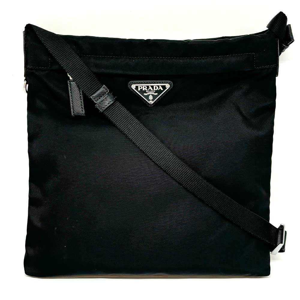 Prada Nylon Shoulder Bag Black Triangle Logo in Great Condition