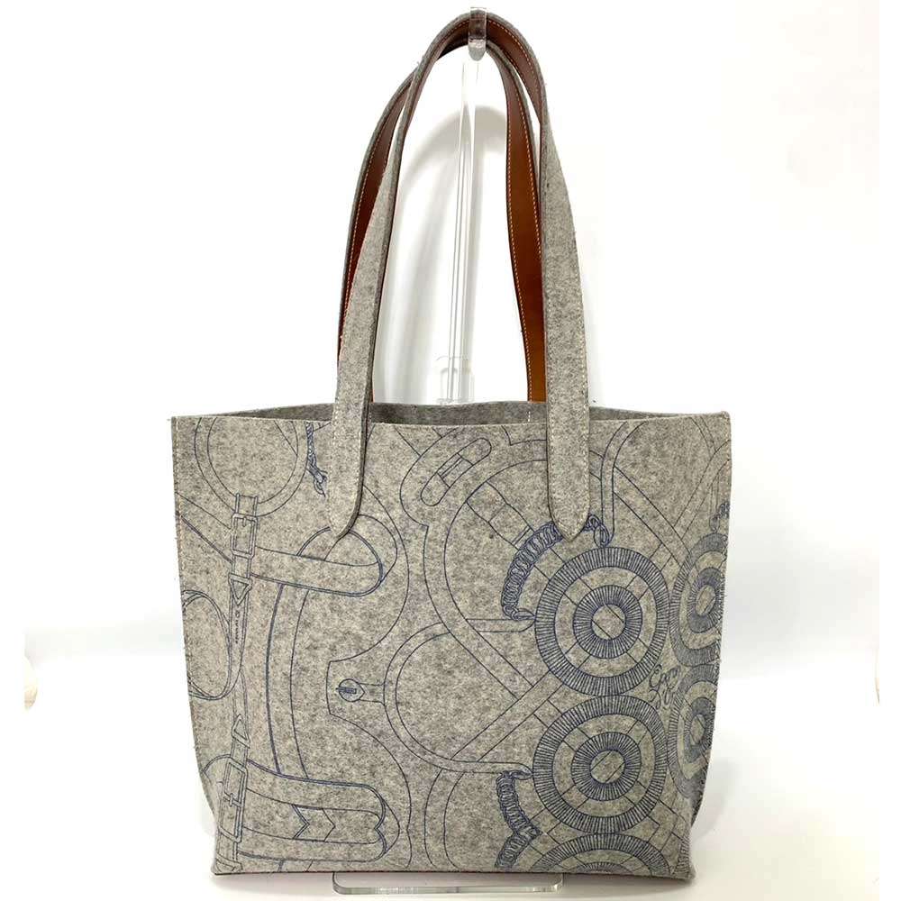 Hermes Felt Leather Karimi MM Tote Bag