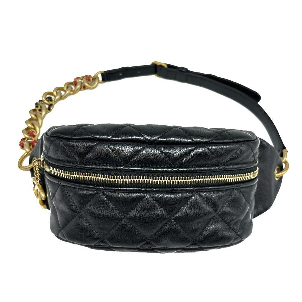 Chanel Matelasse Lambskin Waist Pouch Black Gold Hardware in Very Good Condition