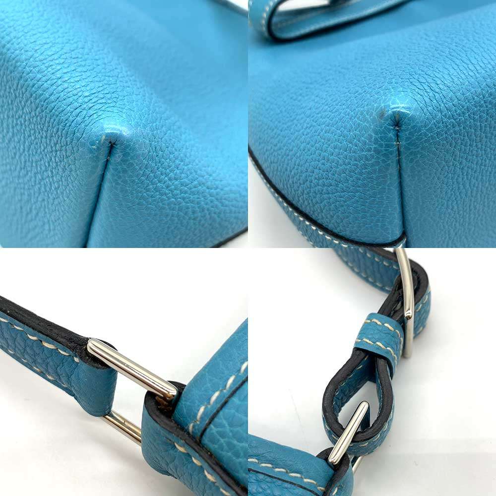 Hermes Berlingot PM Shoulder Bag Blue Leather in Very Good Condition