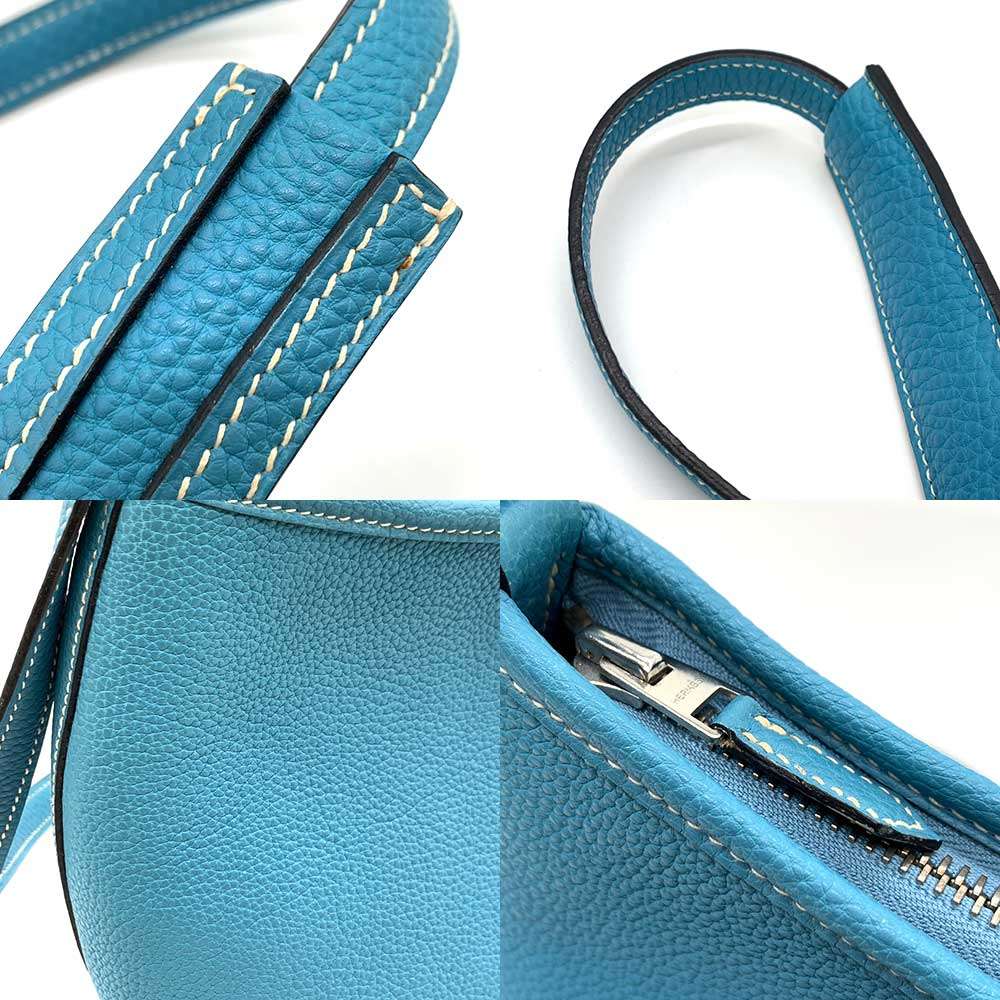 Hermes Berlingot PM Shoulder Bag Blue Leather in Very Good Condition