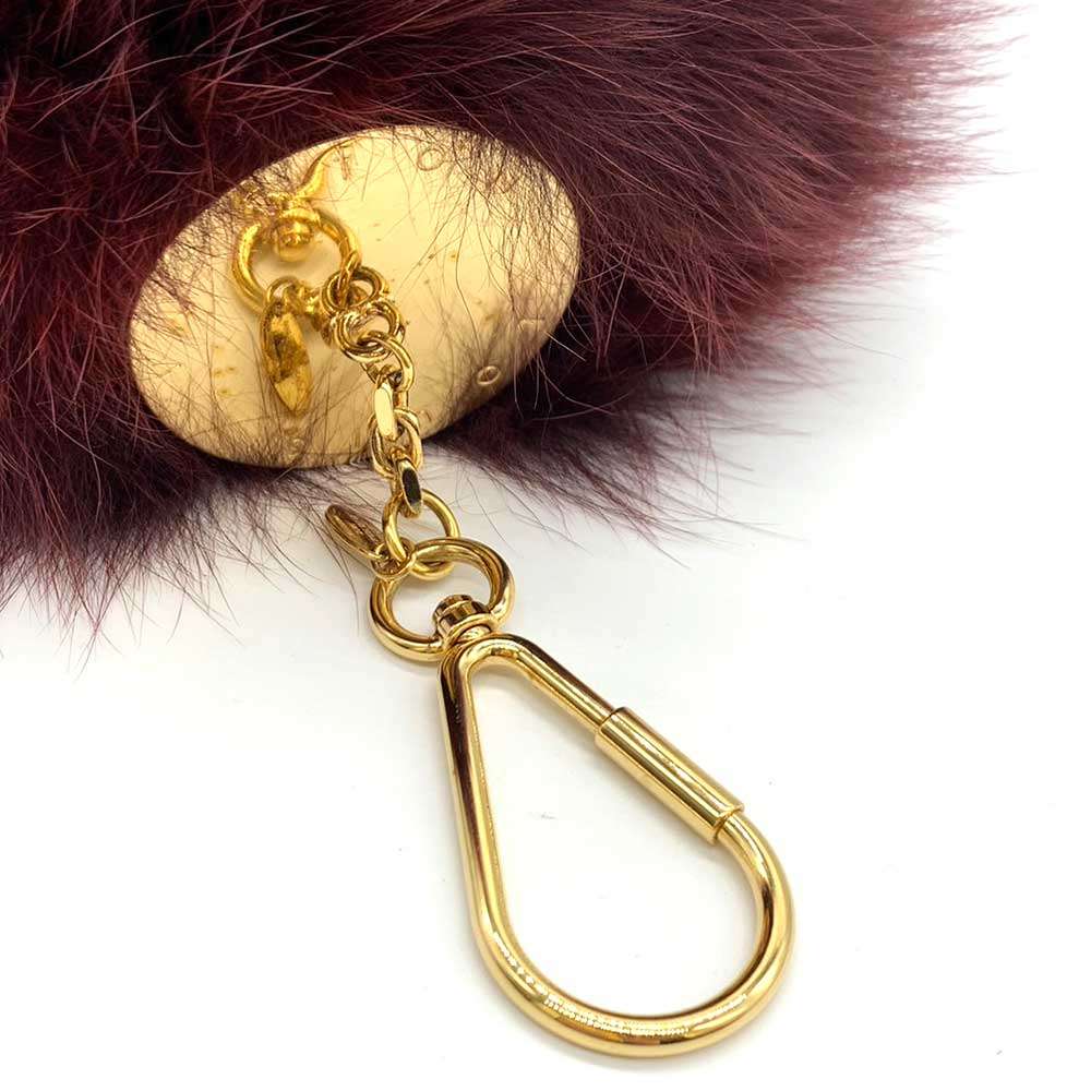 Louis Vuitton Fox Fur Fuzzy V Bag Charm Keychain in Very Good Condition