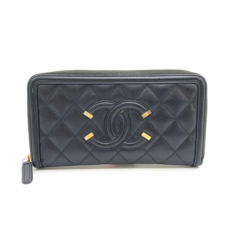 Chanel Caviar Skin CC Filigree Long Wallet