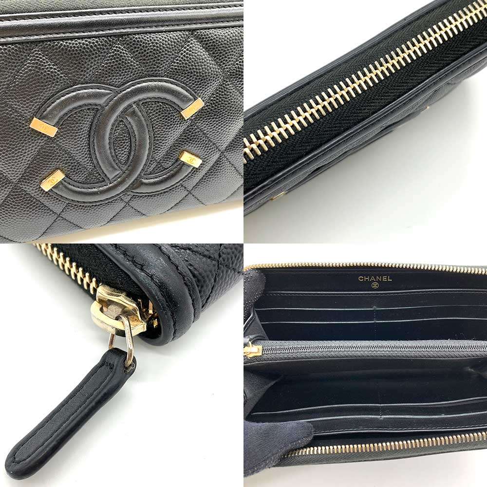 Chanel Caviar Skin CC Filigree Long Wallet