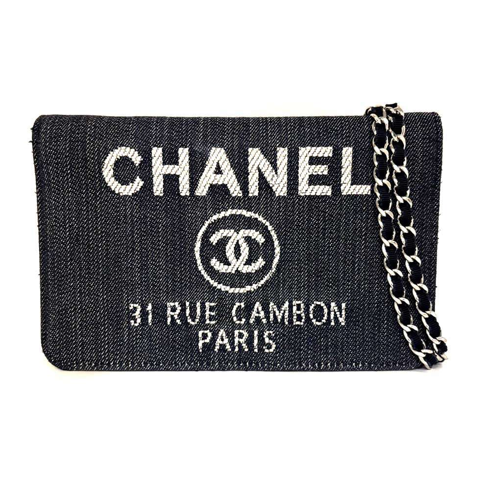 Chanel Canvas Chain Wallet Deauville Flap Long Wallet in Very Good Condition