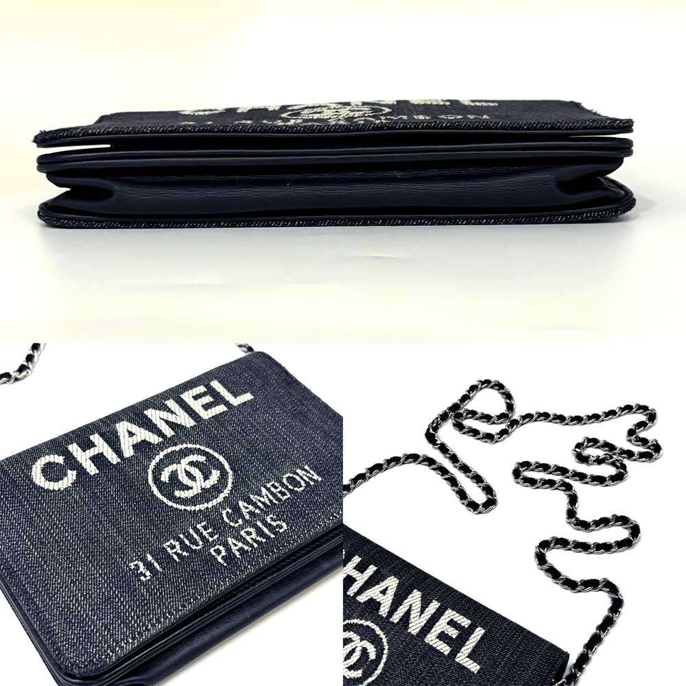 Chanel Canvas Chain Wallet Deauville Flap Long Wallet in Very Good Condition