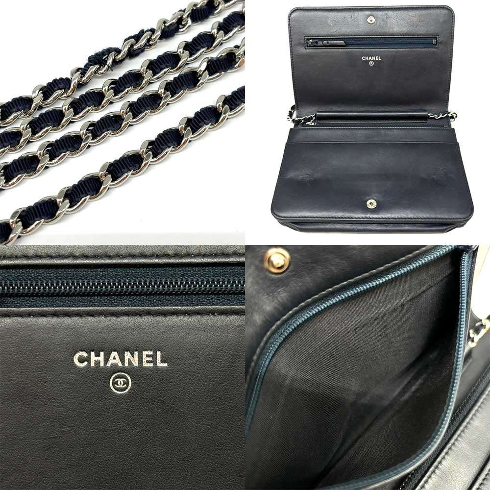 Chanel Canvas Chain Wallet Deauville Flap Long Wallet in Very Good Condition