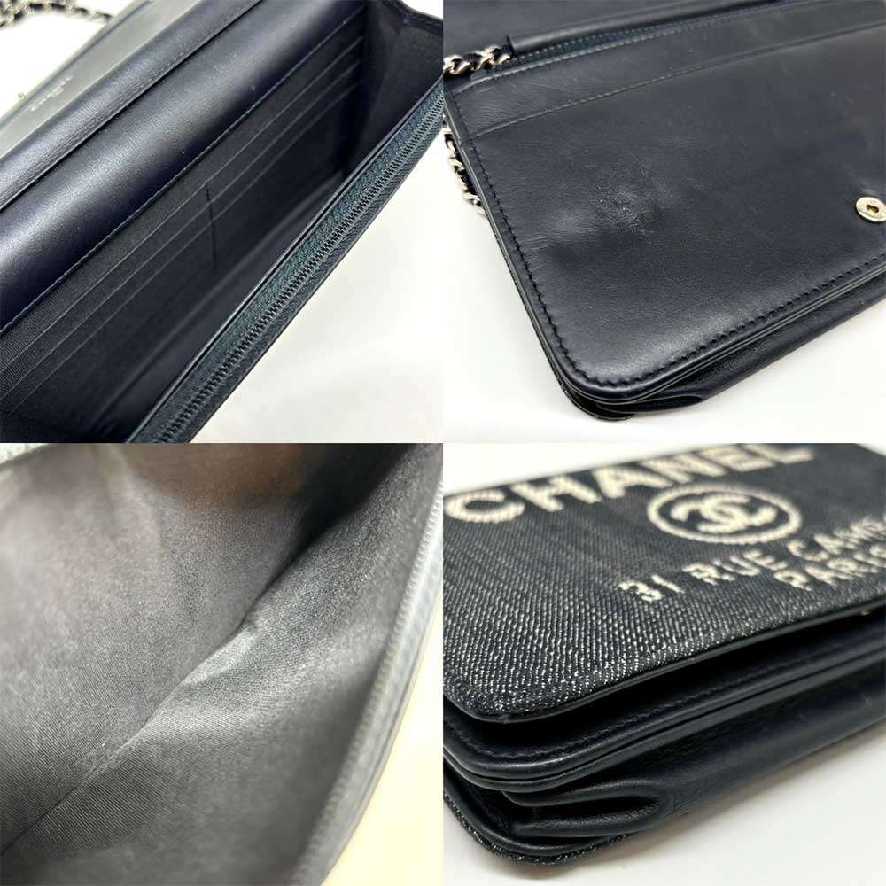 Chanel Canvas Chain Wallet Deauville Flap Long Wallet in Very Good Condition