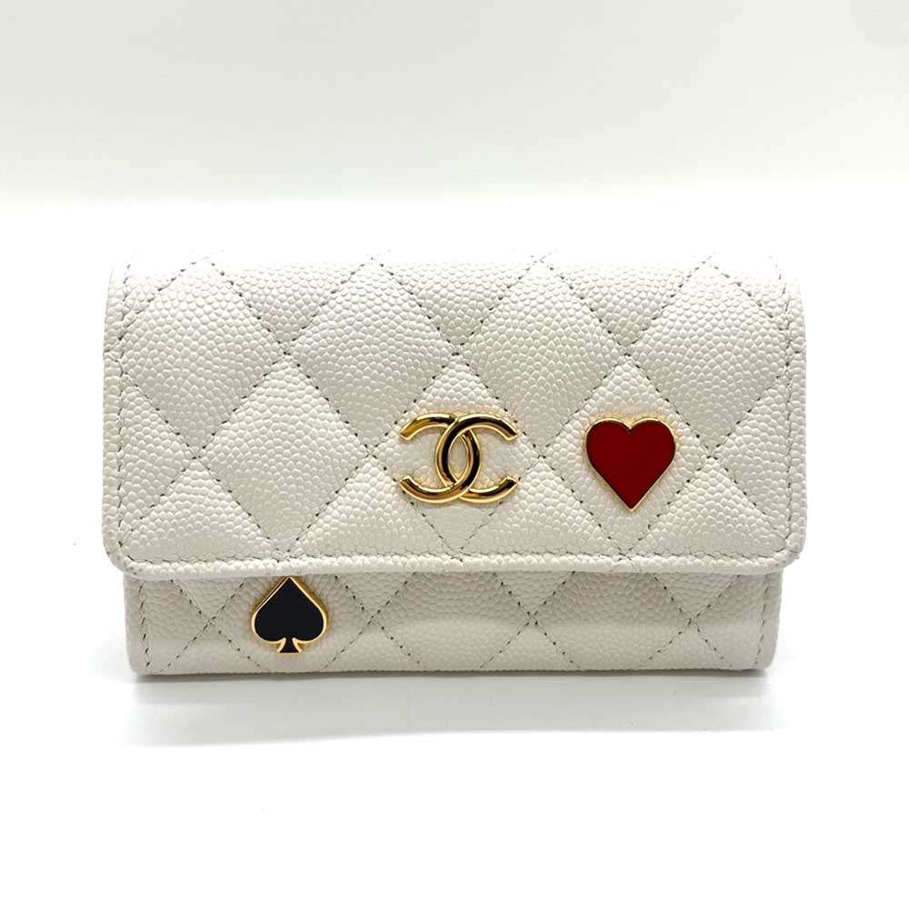 Chanel Caviar Skin Matelasse Card Case AP3083