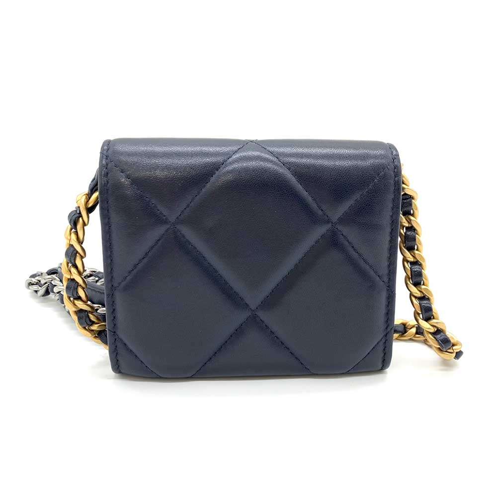 Chanel Lambskin Flap Coin Purse Navy Crossbody