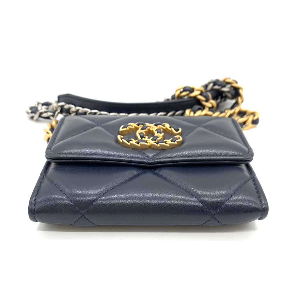 Chanel Lambskin Flap Coin Purse Navy Crossbody