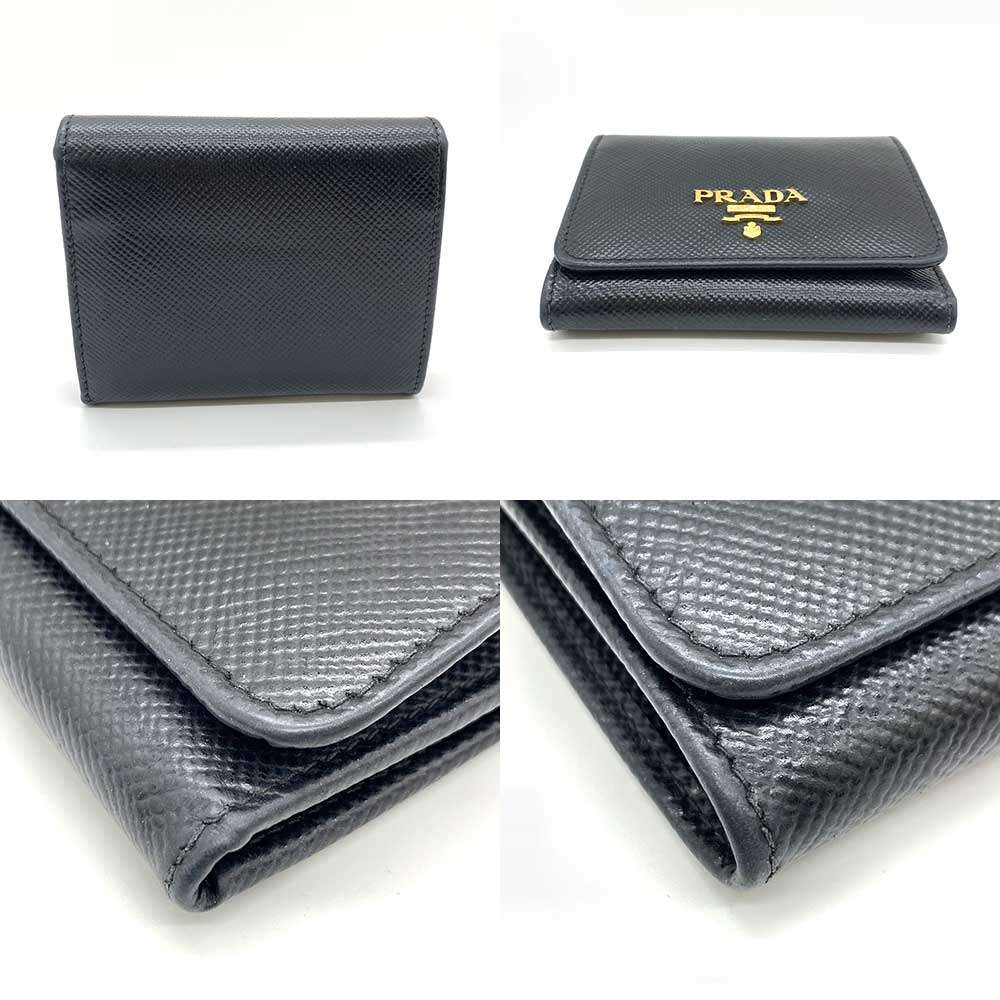 Prada Saffiano Leather Tri-Fold Mini Wallet 1MH176 in Great Condition