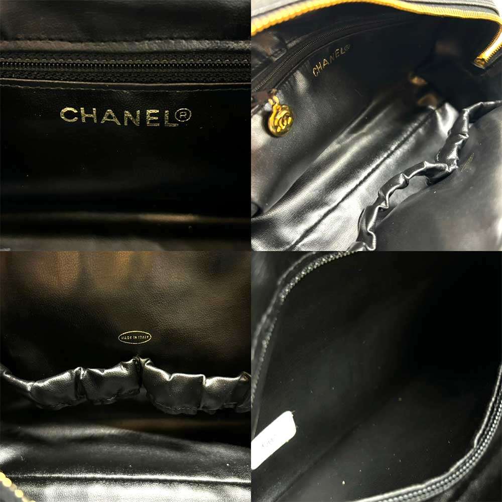 Chanel Caviar Skin Pouch Coco Mark Black