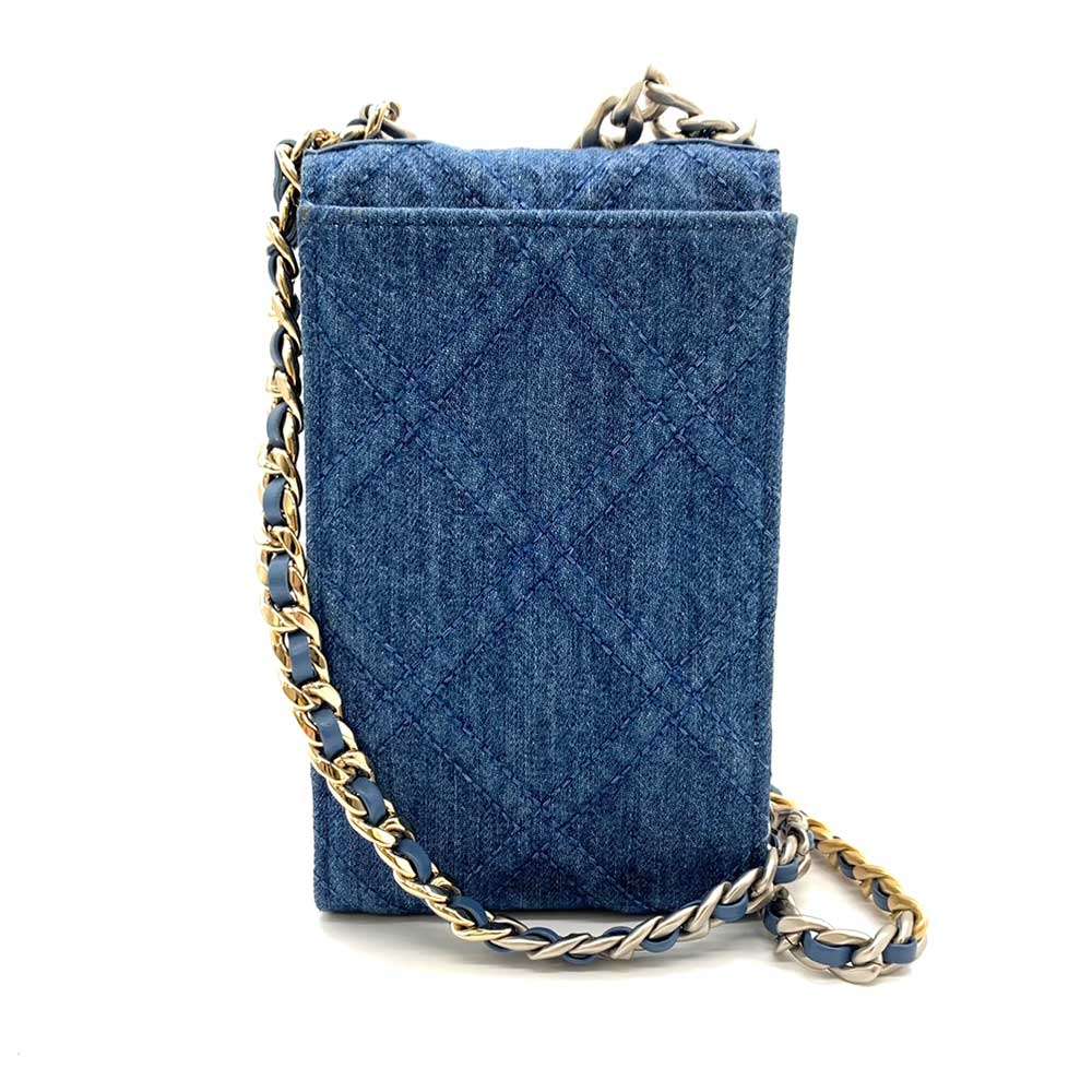 Chanel Denim Canvas Chain Mini Shoulder Bag Crossbody in Very Good Condition