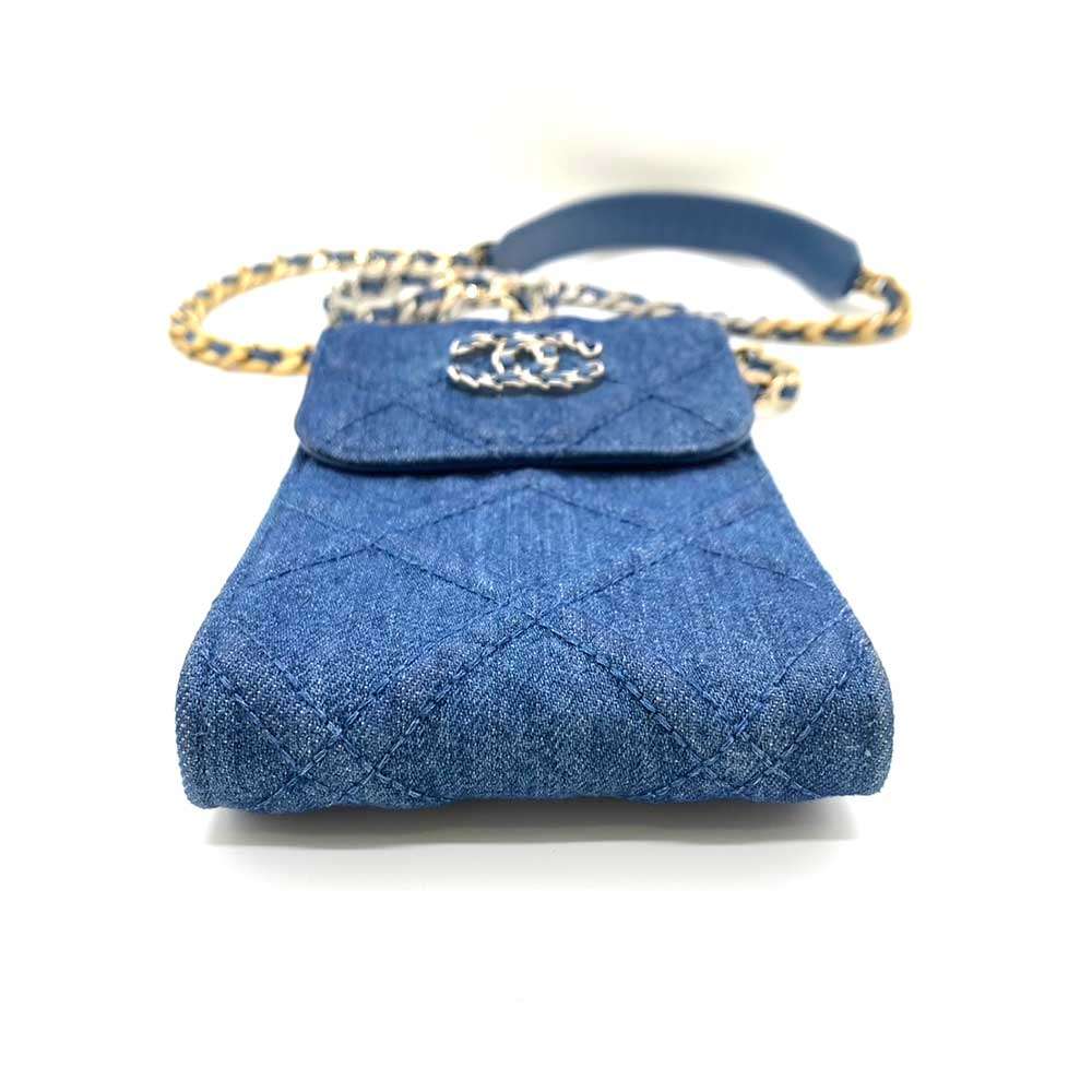 Chanel Denim Canvas Chain Mini Shoulder Bag Crossbody in Very Good Condition