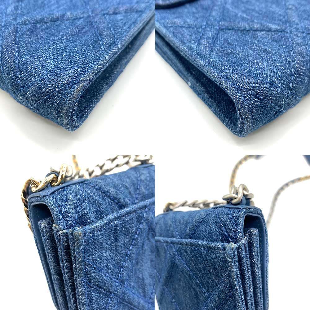 Chanel Denim Canvas Chain Mini Shoulder Bag Crossbody in Very Good Condition