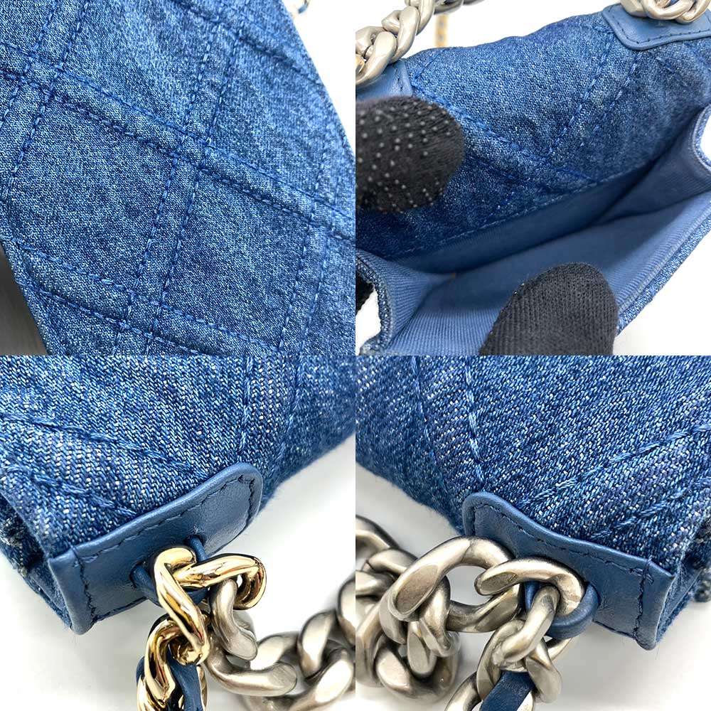 Chanel Denim Canvas Chain Mini Shoulder Bag Crossbody in Very Good Condition