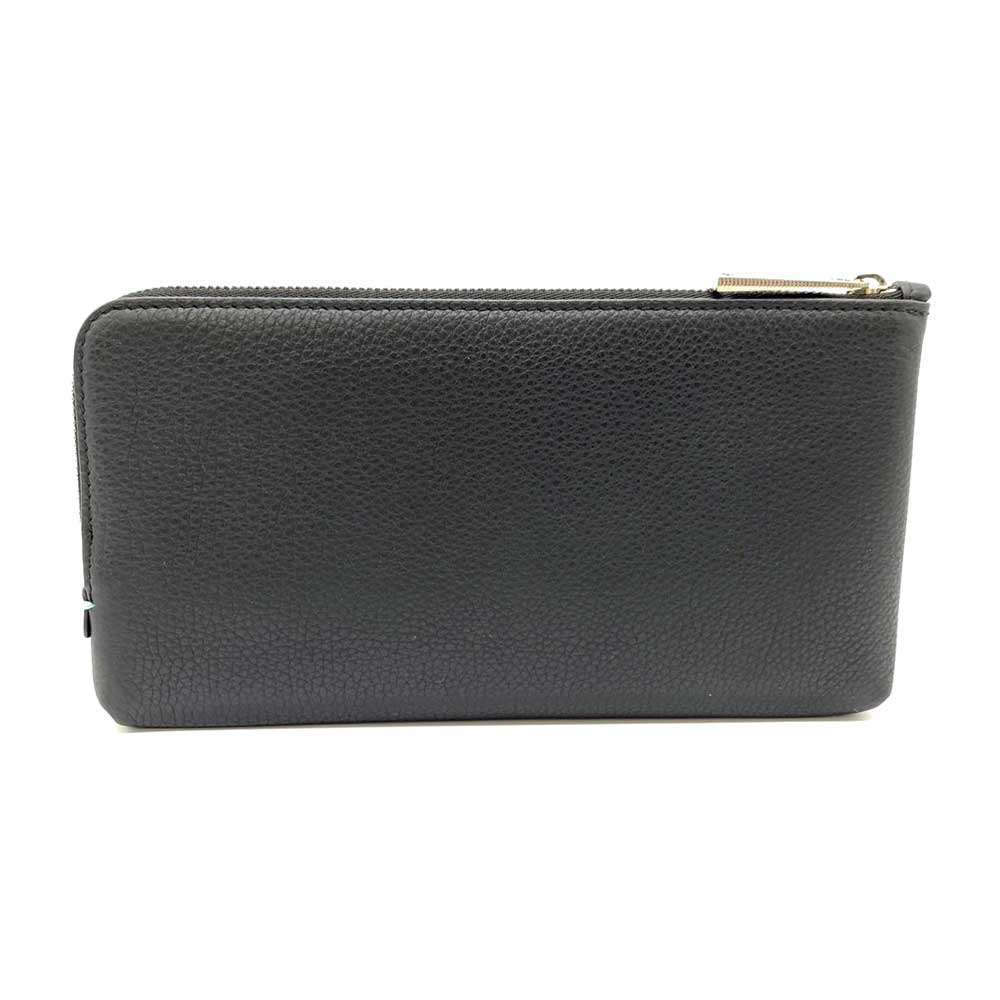 Tiffany & Co Leather Zip Long Wallet Black