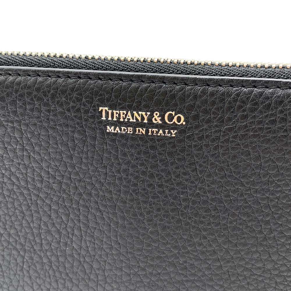 Tiffany & Co Leather Zip Long Wallet Black